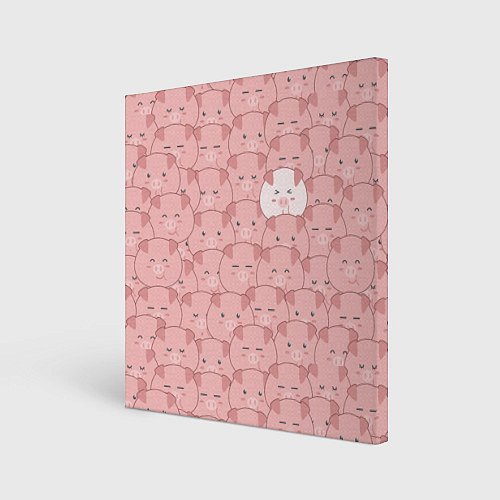 Картина квадратная Свинки паттерн / 3D-принт – фото 1