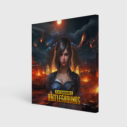 Картина квадратная Женский PUBG девушка в огне / 3D-принт – фото 1