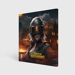 Картина квадратная PUBG девушка в шлеме