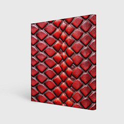 Холст квадратный Змеиная объемная текстурная красная кожа, цвет: 3D-принт