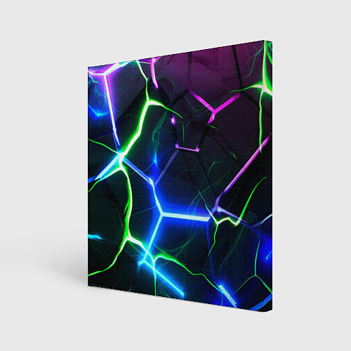 Картина квадратная Микс из разломленных плит и неоновое свечения / 3D-принт – фото 1