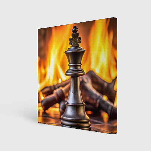 Картина квадратная Шахматы - король на фоне огня / 3D-принт – фото 1