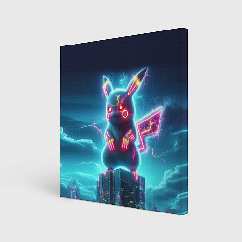 Картина квадратная Пикадзила на крыше небоскрёба - неоновое свечение: / 3D-принт – фото 1