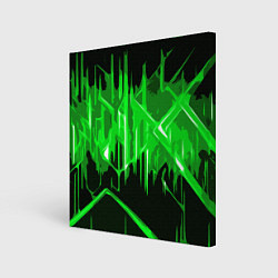 Картина квадратная Зелёная агрессивная абстракция на чёрном фоне