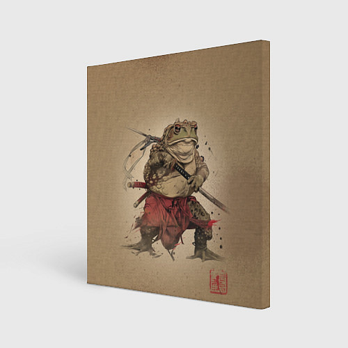 Картина квадратная Жаба самурай - каллиграфия / 3D-принт – фото 1