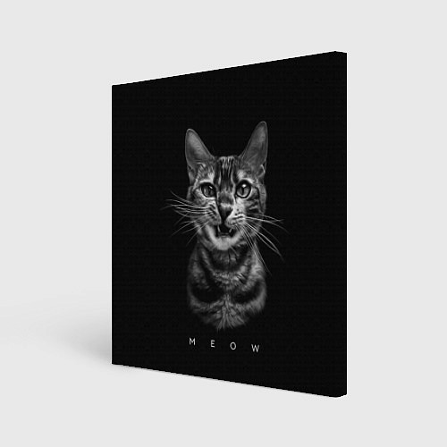Картина квадратная Cat meow black and white - big picture / 3D-принт – фото 1