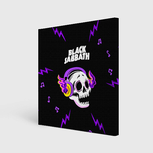 Картина квадратная Black Sabbath неоновый череп / 3D-принт – фото 1