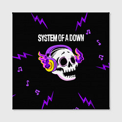 Холст квадратный System of a Down неоновый череп, цвет: 3D-принт — фото 2
