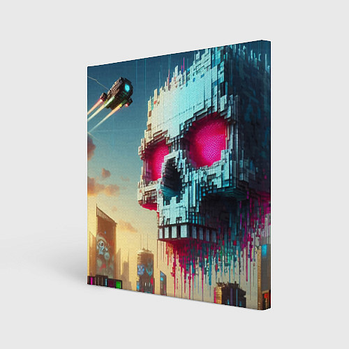 Картина квадратная Cool pixel skull - ai art fantasy / 3D-принт – фото 1