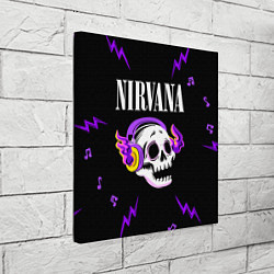 Холст квадратный Nirvana неоновый череп, цвет: 3D-принт — фото 2