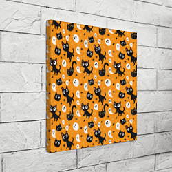 Холст квадратный Паттерн с черными кошками, цвет: 3D-принт — фото 2