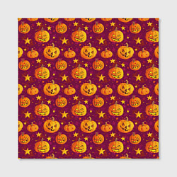 Холст квадратный Веселые тыквы на Хэллоуин, цвет: 3D-принт — фото 2