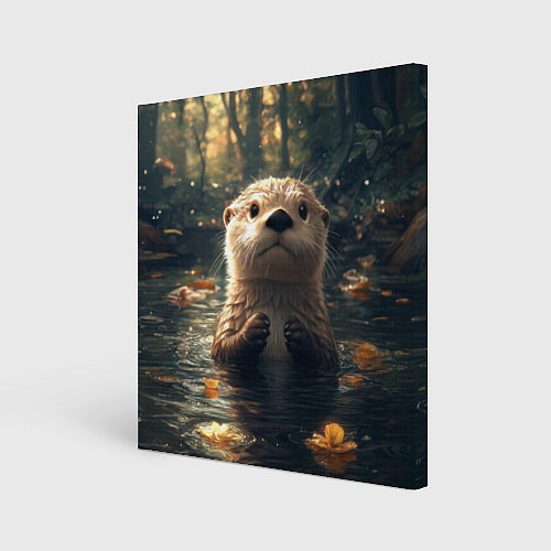 Картина квадратная Выдра в летнем пруду / 3D-принт – фото 1