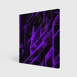 Картина квадратная Purple stripes on a black background