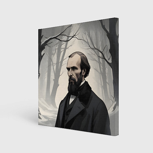 Картина квадратная Достоевский зимняя аллея / 3D-принт – фото 1