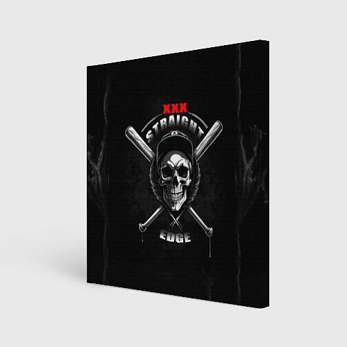 Картина квадратная Straight edge череп с битами / 3D-принт – фото 1