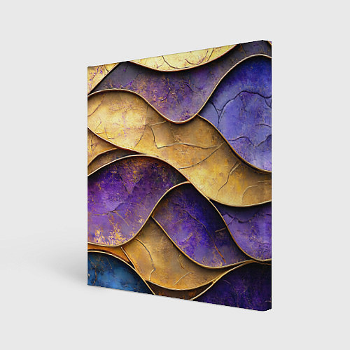 Картина квадратная Фиолетовые и золотые волны / 3D-принт – фото 1