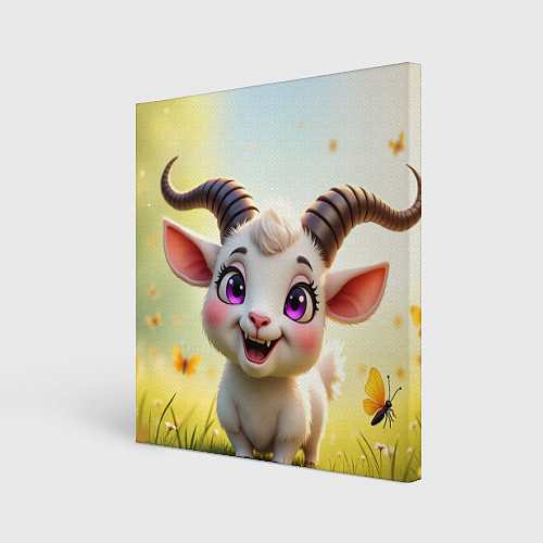 Картина квадратная Козлёнок на лугу / 3D-принт – фото 1