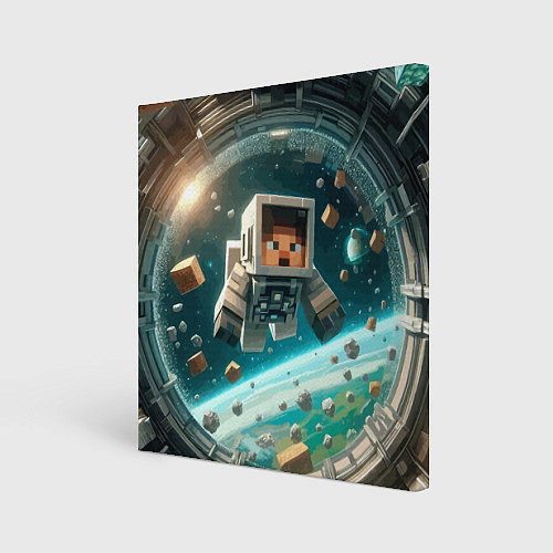 Картина квадратная An astronaut in outer space - Minecraft / 3D-принт – фото 1