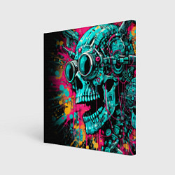 Картина квадратная Cyber skull sketch - color blots