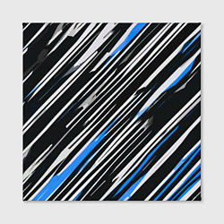 Холст квадратный Диагональные сине-белые полосы на чёрном фоне, цвет: 3D-принт — фото 2