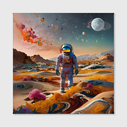 Холст квадратный Космонавт на красочной планете, цвет: 3D-принт — фото 2