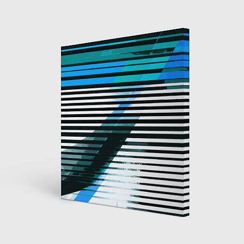 Картина квадратная Сине-чёрные полосы на белом фоне / 3D-принт – фото 1