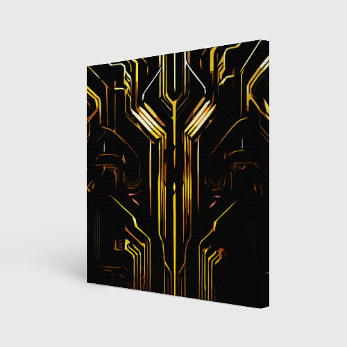 Картина квадратная Золотые полосы на чёрном фоне / 3D-принт – фото 1