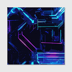 Холст квадратный Сине-розовые полосы на чёрном фоне, цвет: 3D-принт — фото 2