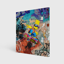 Холст квадратный Bart Simpson on a skateboard - graffiti, цвет: 3D-принт