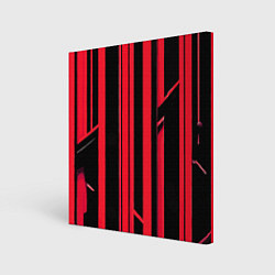 Холст квадратный Толстые красные полосы на чёрном фоне, цвет: 3D-принт