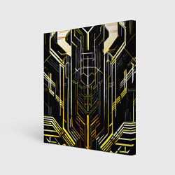 Картина квадратная Gold lines on a black background