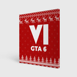 Холст квадратный Новогодний GTA 6 с оленями, цвет: 3D-принт