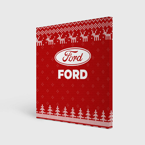 Картина квадратная Новогодний Ford с оленями / 3D-принт – фото 1