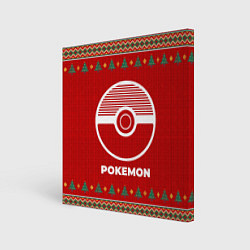Холст квадратный Pokemon new year, цвет: 3D-принт