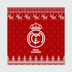 Холст квадратный Новогодний Real Madrid с оленями, цвет: 3D-принт — фото 2