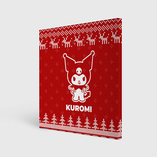 Картина квадратная Новогодний Kuromi с оленями / 3D-принт – фото 1