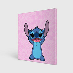 Холст квадратный Stitch on a pink background, цвет: 3D-принт