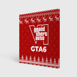 Картина квадратная Новогодний GTA6 с оленями