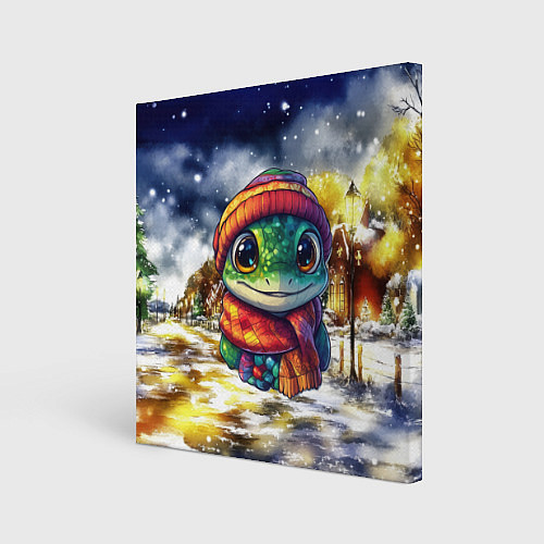 Картина квадратная Новогодняя змейка милая / 3D-принт – фото 1