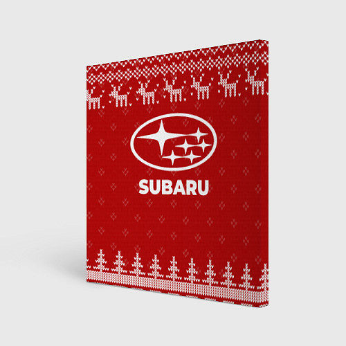 Картина квадратная Новогодний Subaru с оленями / 3D-принт – фото 1