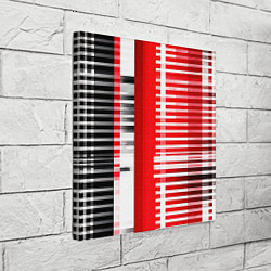 Холст квадратный Белые полосы на чёрно-красном фоне, цвет: 3D-принт — фото 2