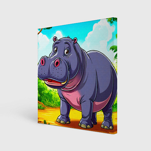 Картина квадратная Бегемотик / 3D-принт – фото 1