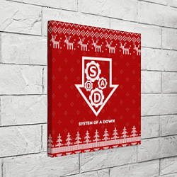 Холст квадратный Новогодний System of a Down с оленями, цвет: 3D-принт — фото 2