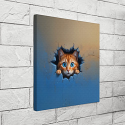 Холст квадратный Выглядывающий котенок, цвет: 3D-принт — фото 2