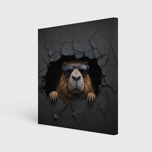 Картина квадратная Капибара в стене / 3D-принт – фото 1