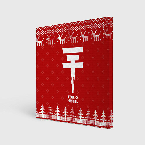 Картина квадратная Новогодний Tokio Hotel с оленями / 3D-принт – фото 1