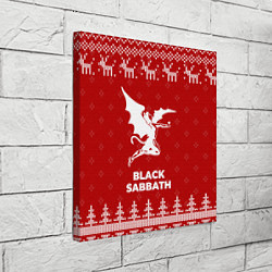 Холст квадратный Новогодний Black Sabbath с оленями, цвет: 3D-принт — фото 2