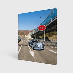 Картина квадратная Бугатти на трассе