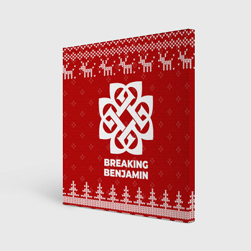 Картина квадратная Новогодний Breaking Benjamin с оленями / 3D-принт – фото 1
